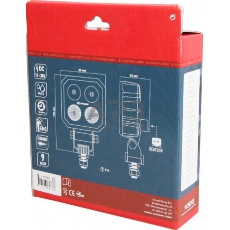 LED darbo žibintai purkštuvams du vienetai 9W, 1000lm, 10/30V, 133x39x90mm 4 LED LA10001 4 LED darbo žibintai purkštuvams du vienetai 9W, 1000lm, 10/30V, 133x39x90mm 4 LED LA10001 4