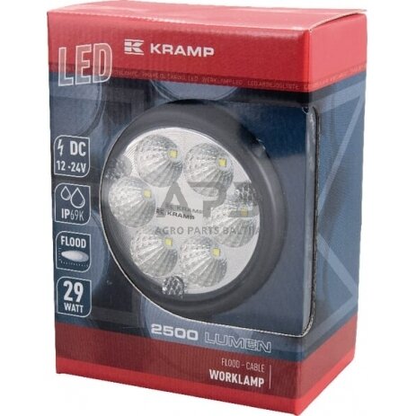 LED darbo žibintas apvalus 29W, 2500lm, 10/30V, Ø 117mm, 6 LED LA10013 2 LED darbo žibintas apvalus 29W, 2500lm, 10/30V, Ø 117mm, 6 LED LA10013 2