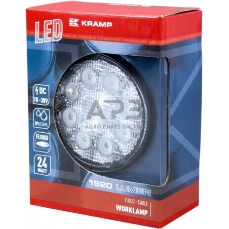 LED darbo žibintas apvalus 24W, 1920lm, 10/30V, Ø 110mm, 8 LED LA10025 1 LED darbo žibintas apvalus 24W, 1920lm, 10/30V, Ø 110mm, 8 LED LA10025 1