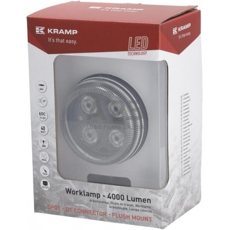 LED darbo žibintas apvalus 40W, 4000lm, 10/30V, Ø 90mm, H11, 4 LED LA10447SP 1 LED darbo žibintas apvalus 40W, 4000lm, 10/30V, Ø 90mm, H11, 4 LED LA10447SP 1