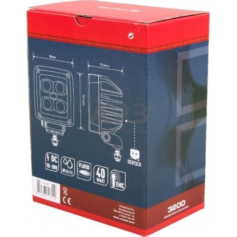 LED darbo žibintas kvadratinis 40W, 4500lm, 101x74.5x98mm 4 LED LA10091 3 LED darbo žibintas kvadratinis 40W, 4500lm, 101x74.5x98mm 4 LED LA10091 3