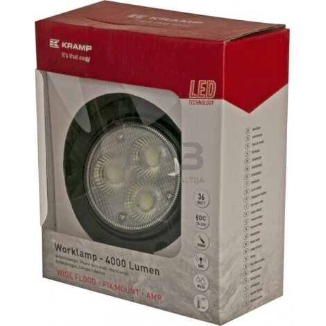 LED darbo žibintas apvalus 36W, 4000lm, 10-30V, Ø 119mm, 3 LED LA10415 5 LED darbo žibintas apvalus 36W, 4000lm, 10-30V, Ø 119mm, 3 LED LA10415 5