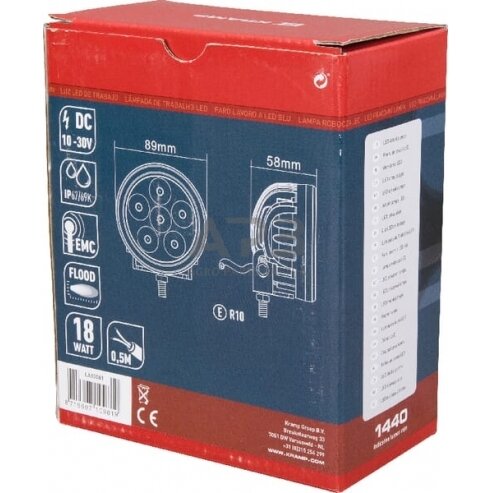 LED darbo žibintas apvalus 18W, 1440lm, 10/30V, Ø 89mm, 6 LED LA10081 2 LED darbo žibintas apvalus 18W, 1440lm, 10/30V, Ø 89mm, 6 LED LA10081 2