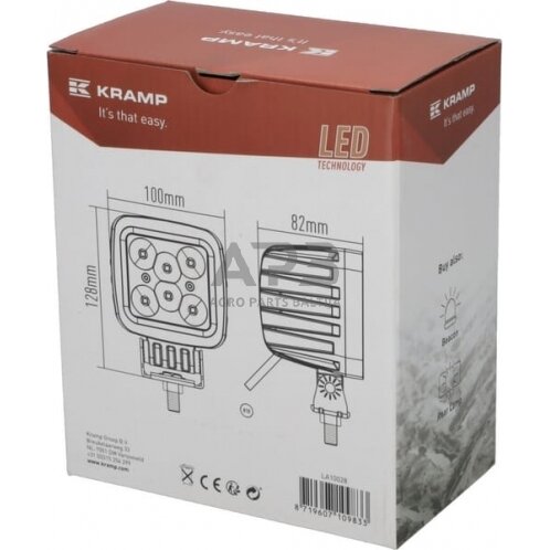 LED darbo žibintas kvadratinis 42W, 3780lm, 10/30V, 128x82x100mm, 6 LED LA10028 3 LED darbo žibintas kvadratinis 42W, 3780lm, 10/30V, 128x82x100mm, 6 LED LA10028 3