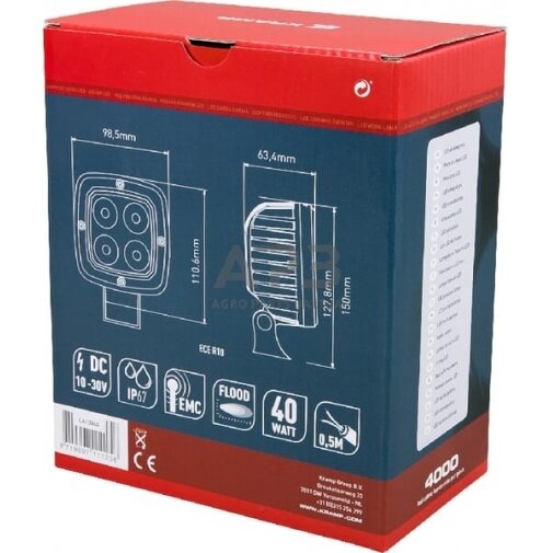 LED darbo žibintas kvadratinis 40W, 4000lm, 10-30V, 110x63.4x98.5mm, LA10044 4 LED darbo žibintas kvadratinis 40W, 4000lm, 10-30V, 110x63.4x98.5mm, LA10044 4