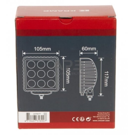 LED darbo žibintas purkštuvams 27W, 105x60x117mm 9 LED LA10417 4 LED darbo žibintas purkštuvams 27W, 105x60x117mm 9 LED LA10417 4