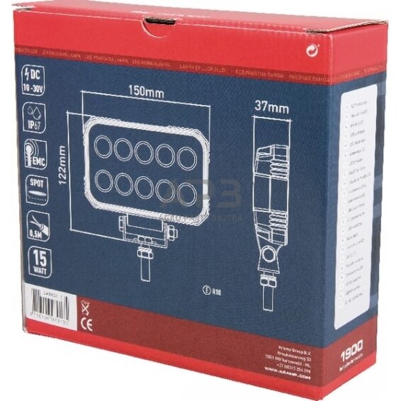 LED darbo žibintas stačiakampis 15W, 1900lm, 10/30V, 150x37x100mm, 10 LED, LA10022 2 LED darbo žibintas stačiakampis 15W, 1900lm, 10/30V, 150x37x100mm, 10 LED, LA10022 2