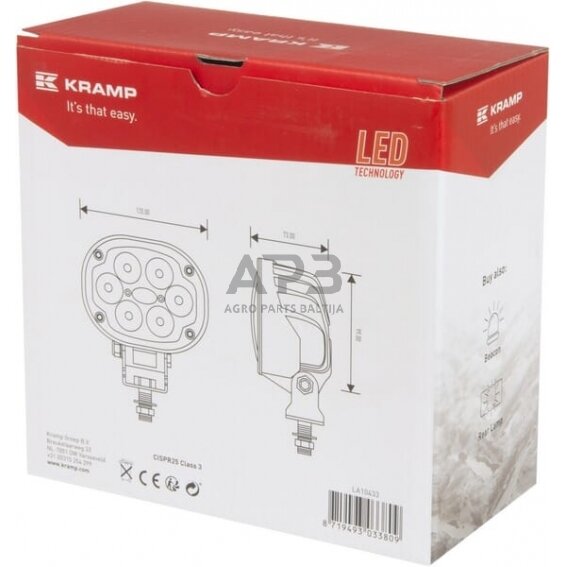 LED darbo žibintas ovalus 30W, 3000lm, LA10433 6 LED darbo žibintas ovalus 30W, 3000lm, LA10433 6