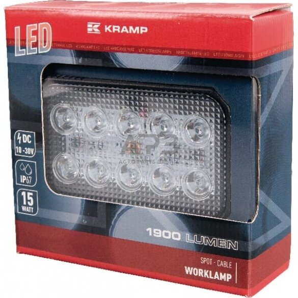 LED darbo žibintas stačiakampis 15W, 1900lm, 10/30V, 150x37x100mm, 10 LED, LA10022 1 LED darbo žibintas stačiakampis 15W, 1900lm, 10/30V, 150x37x100mm, 10 LED, LA10022 1
