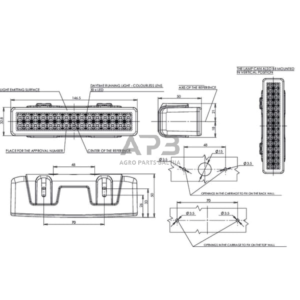 LED Bar žibintas 12/24V, balta, 147x50x33mm, 30 LED 667706 6 LED Bar žibintas 12/24V, balta, 147x50x33mm, 30 LED 667706 6