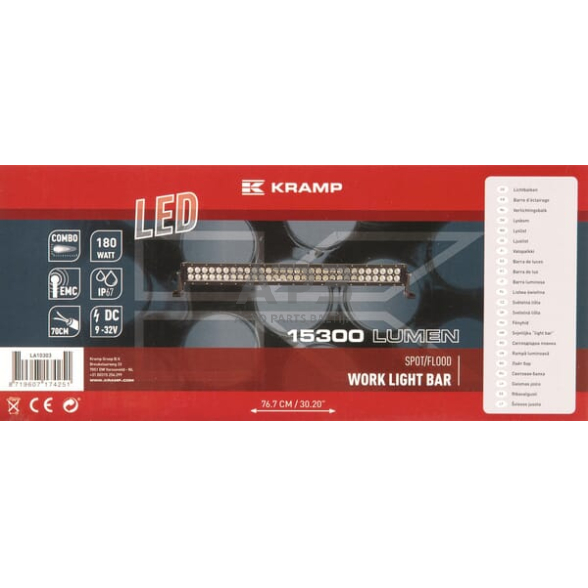 LED Bar žibintas 180W, 15300lm, 12/24V, balta, 810.6x79.5mm, kabelis, 60 LED LA10303 5 LED Bar žibintas 180W, 15300lm, 12/24V, balta, 810.6x79.5mm, kabelis, 60 LED LA10303 5