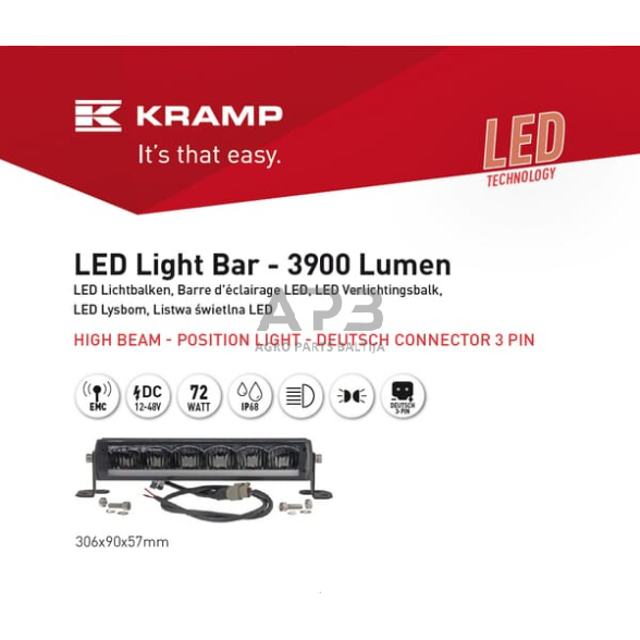 LED Bar žibintas 72W, 3900lm, 12/48V, balta, 306x90x57mm, dienos šviesa/tolimos šviesos LA10320 6 LED Bar žibintas 72W, 3900lm, 12/48V, balta, 306x90x57mm, dienos šviesa/tolimos šviesos LA10320 6