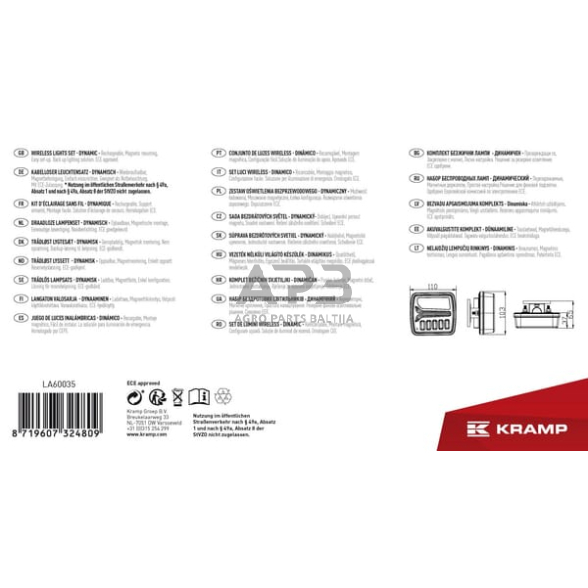 LED bevielis priekabos žibintų komplektas 12V, 9-15V LA60035 6 LED bevielis priekabos žibintų komplektas 12V, 9-15V LA60035 6