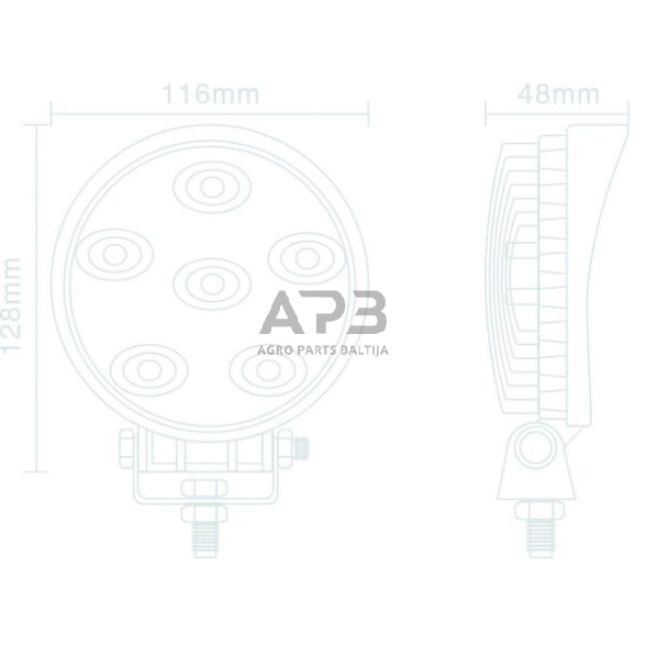LED darbo žibintas apvalus 18W, 1440lm, 10/30V, Ø 110mm, 6 LED gopart LA15029 5 LED darbo žibintas apvalus 18W, 1440lm, 10/30V, Ø 110mm, 6 LED gopart LA15029 5