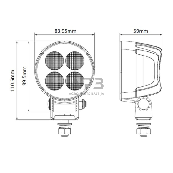 LED darbo žibintas apvalus 24W, 2556lm, 12/24V, 83.9x99.5x59mm 4 LED LA10831 5 LED darbo žibintas apvalus 24W, 2556lm, 12/24V, 83.9x99.5x59mm 4 LED LA10831 5