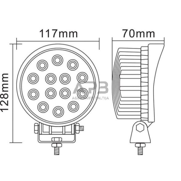 LED darbo žibintas apvalus 42W, 3360lm, 10/30V, Ø 117mm, 14 LED, gopart LA15028 5