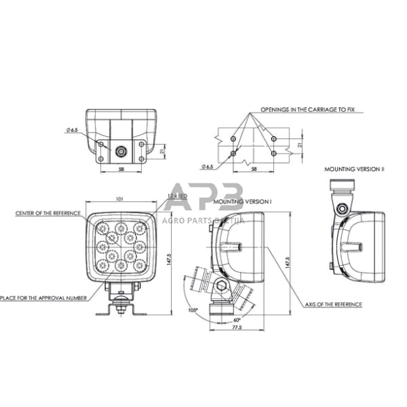 LED darbo žibintas kvadratinis 1750lm, 12/35V, 101x147mm, 12 LED 1400630693 4 LED darbo žibintas kvadratinis 1750lm, 12/35V, 101x147mm, 12 LED 1400630693 4
