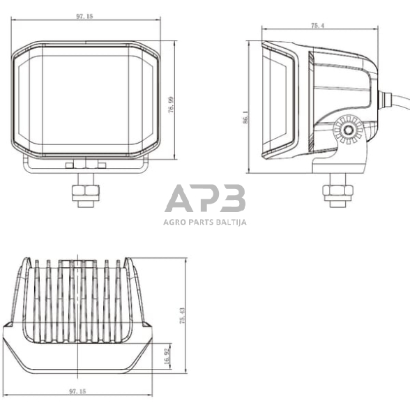 LED darbo žibintas kvadratinis 70W, 3100lm, 12/24V, 53.7x75.5x32.3mm 10 LED LA10612 6 LED darbo žibintas kvadratinis 70W, 3100lm, 12/24V, 53.7x75.5x32.3mm 10 LED LA10612 6