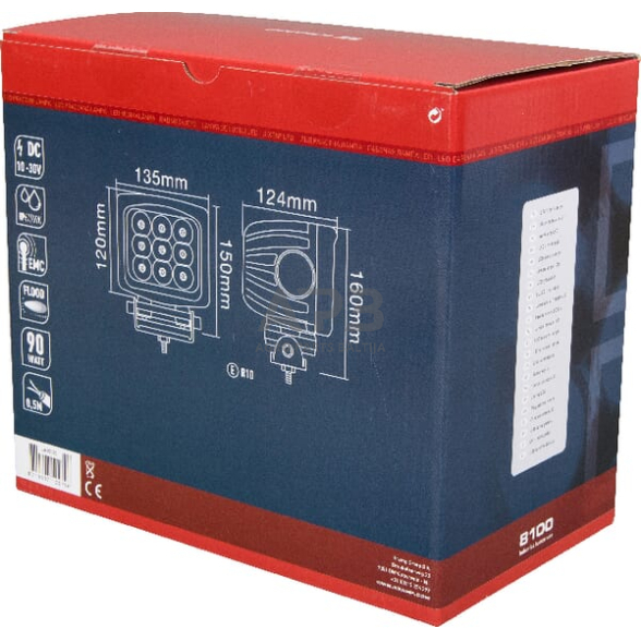 LED darbo žibintas kvadratinis 90W, 8100lm, 10/30V, 150x124x135mm, 9 LED LA10083 4 LED darbo žibintas kvadratinis 90W, 8100lm, 10/30V, 150x124x135mm, 9 LED LA10083 4