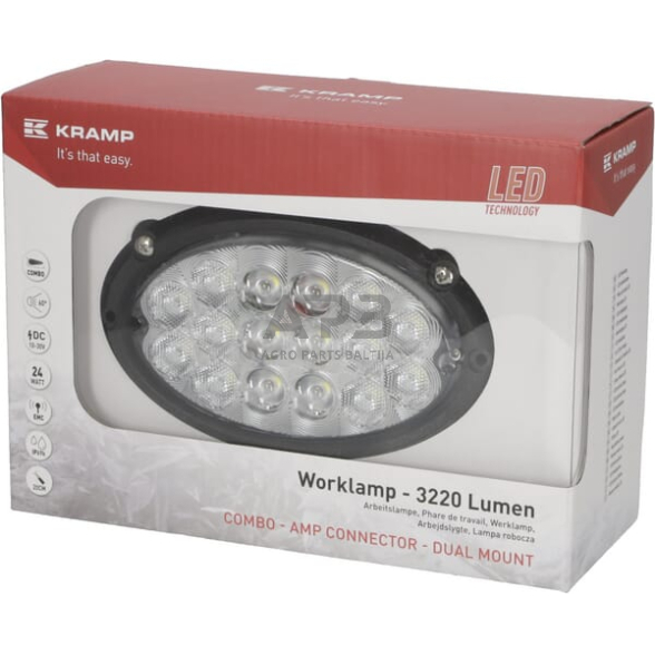 LED darbo žibintas ovalus 24W, 3220lm, LA10430 4 LED darbo žibintas ovalus 24W, 3220lm, LA10430 4
