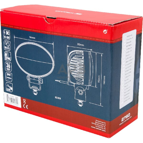 LED darbo žibintas ovalus 36W, 2760lm, 10/30V, 144x85x95mm, 12 LED LA10060 4 LED darbo žibintas ovalus 36W, 2760lm, 10/30V, 144x85x95mm, 12 LED LA10060 4