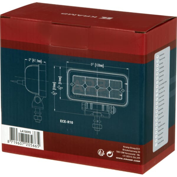 LED darbo žibintas stačiakampis 12W, 1136lm, 9/36V, 69x128mm, 8 LED LA10095 4 LED darbo žibintas stačiakampis 12W, 1136lm, 9/36V, 69x128mm, 8 LED LA10095 4