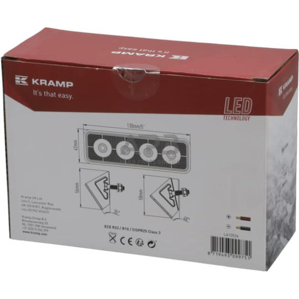 LED darbo žibintas stačiakampis 24W, 2800lm, 9-36V, 130x42x42mm, LA10526 3 LED darbo žibintas stačiakampis 24W, 2800lm, 9-36V, 130x42x42mm, LA10526 3