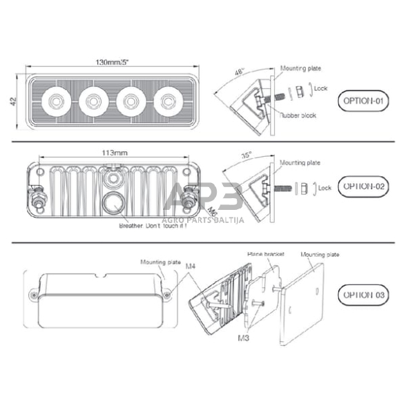 LED darbo žibintas stačiakampis 24W, 2800lm, 9-36V, 130x42x42mm, LA10526 5 LED darbo žibintas stačiakampis 24W, 2800lm, 9-36V, 130x42x42mm, LA10526 5