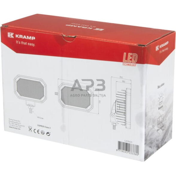 LED darbo žibintas stačiakampis 42W, 2800lm, LA10423 3 LED darbo žibintas stačiakampis 42W, 2800lm, LA10423 3