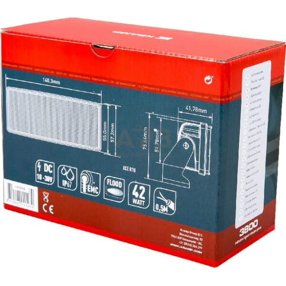 LED darbo žibintas stačiakampis 42W, 3800lm, 10/30V, 140.2x41.8x57.2mm, LA10048 4 LED darbo žibintas stačiakampis 42W, 3800lm, 10/30V, 140.2x41.8x57.2mm, LA10048 4