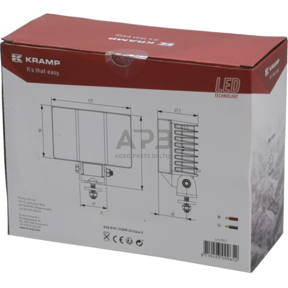 LED darbo žibintas stačiakampis 60W, 5700lm, 9-36V, 137x90x67.5mm, LA10521 3 LED darbo žibintas stačiakampis 60W, 5700lm, 9-36V, 137x90x67.5mm, LA10521 3