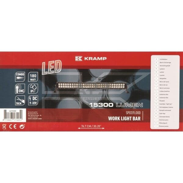 LED Bar žibintas 180W, 15300lm, 12/24V, balta, 810.6x79.5mm, kabelis, 60 LED LA10303 5 LED Bar žibintas 180W, 15300lm, 12/24V, balta, 810.6x79.5mm, kabelis, 60 LED LA10303 5