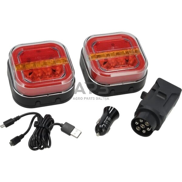 LED bevielis priekabos žibintų komplektas 12V, 24V LA60040R LED bevielis priekabos žibintų komplektas 12V, 24V LA60040R
