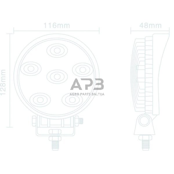 LED darbo žibintas apvalus 18W, 1440lm, 10/30V, Ø 110mm, 6 LED gopart LA15029 5