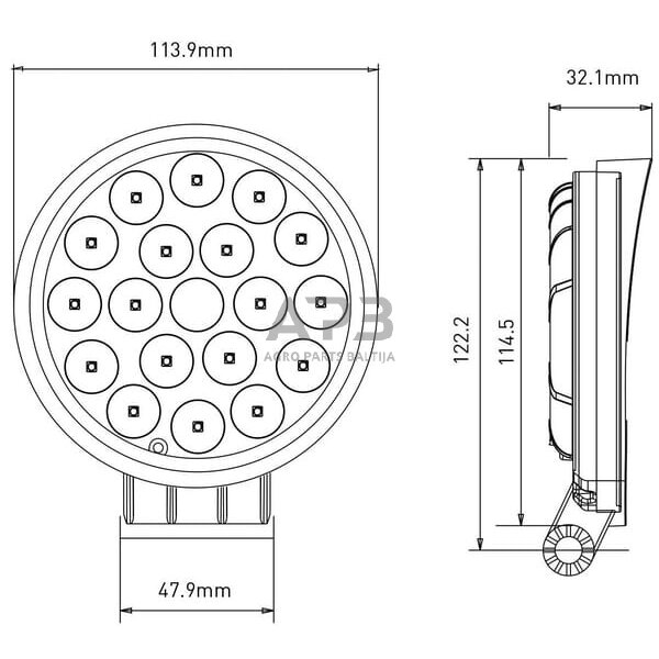 LED darbo žibintas apvalus 36W, 2850lm, 10/30V, Ø 113.9mm, 18 LED LA10046 5 LED darbo žibintas apvalus 36W, 2850lm, 10/30V, Ø 113.9mm, 18 LED LA10046 5