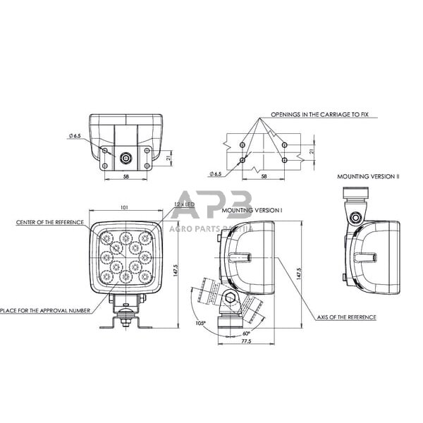 LED darbo žibintas kvadratinis 1750lm, 12/35V, 101x147mm, 12 LED 1400630691 4 LED darbo žibintas kvadratinis 1750lm, 12/35V, 101x147mm, 12 LED 1400630691 4