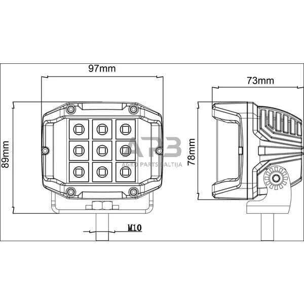LED darbo žibintas kvadratinis 22.5W, 2850lm, 10/30V, 89x73x97mm, LA10094 6 LED darbo žibintas kvadratinis 22.5W, 2850lm, 10/30V, 89x73x97mm, LA10094 6