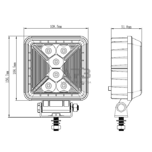 LED darbo žibintas kvadratinis 31W 2400/250lm LA10505 5