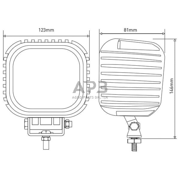 LED darbo žibintas kvadratinis 48W, 4000lm, 10-30V, 146x81x123mm, LA10055 5