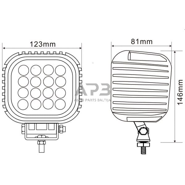 LED darbo žibintas kvadratinis 48W, 4000lm, 10-30V, 146x81x123mm, SLA10056 5