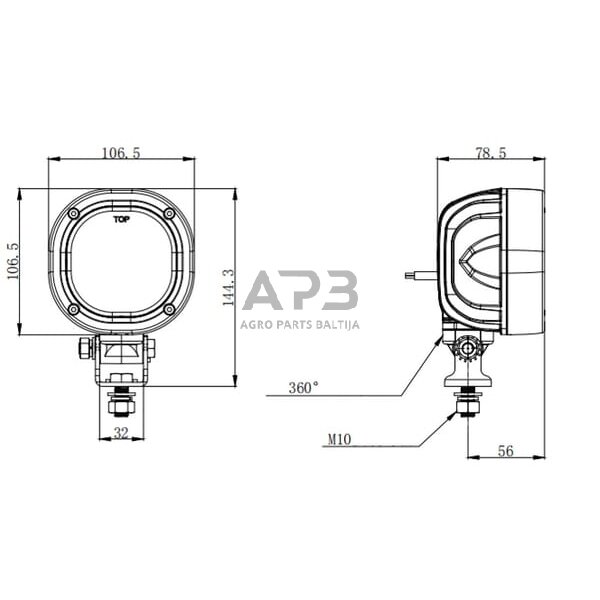 LED darbo žibintas kvadratinis 54W, 7200lm, 10-30V, 9 LED LA10557 2