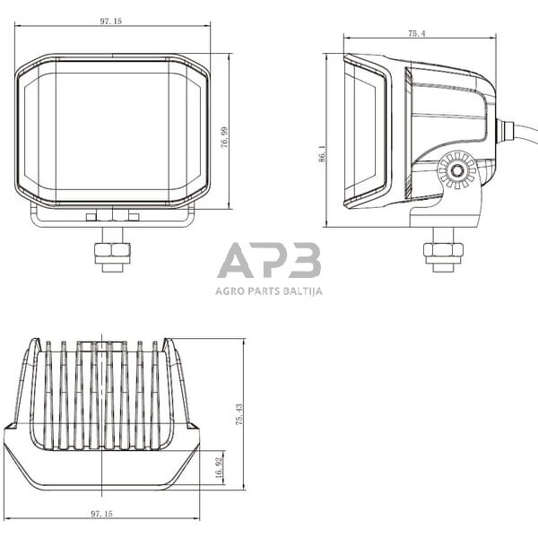 LED darbo žibintas kvadratinis 70W, 3100lm, 12/24V, 53.7x75.5x32.3mm 10 LED LA10612 6 LED darbo žibintas kvadratinis 70W, 3100lm, 12/24V, 53.7x75.5x32.3mm 10 LED LA10612 6