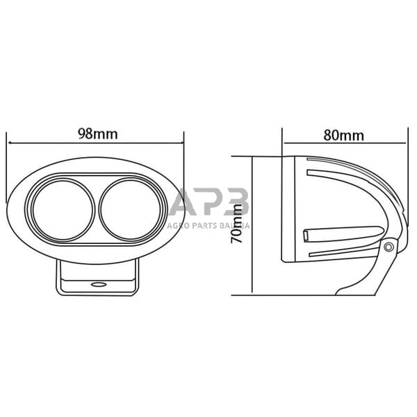 LED darbo žibintas ovalus 20W, 1800lm, oval, 10/30V, 96x72x79mm, 2 LED gopart LA15006 4 LED darbo žibintas ovalus 20W, 1800lm, oval, 10/30V, 96x72x79mm, 2 LED gopart LA15006 4