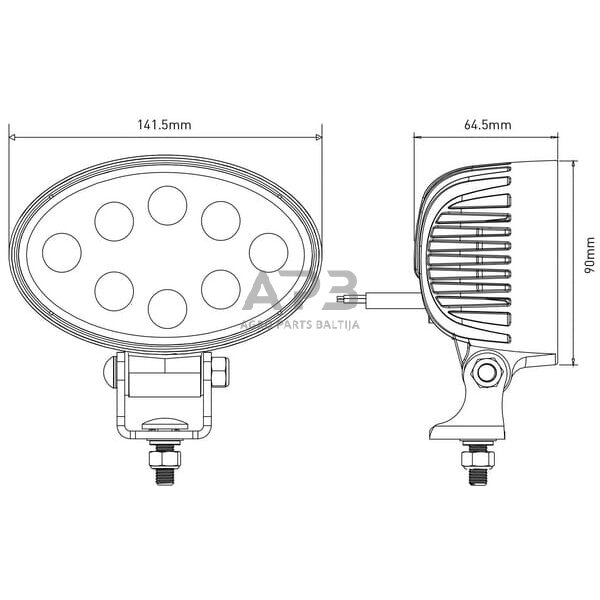 LED darbo žibintas ovalus 24W, 2240lm, 10/30V, 141.5x64.5x90mm, 8 LED LA10058 5