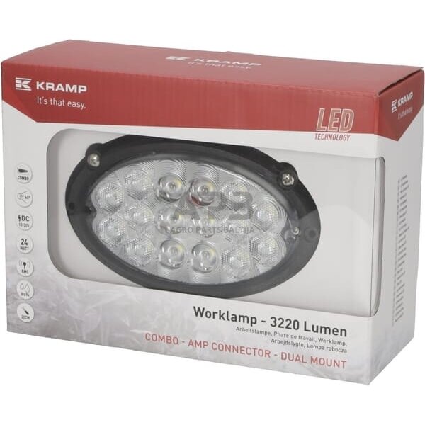 LED darbo žibintas ovalus 24W, 3220lm, LA10430 4 LED darbo žibintas ovalus 24W, 3220lm, LA10430 4