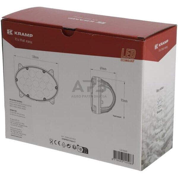 LED darbo žibintas ovalus 39W, 3500lm, 10/30V, 138x93x69mm, 13 LED LA10600 5 LED darbo žibintas ovalus 39W, 3500lm, 10/30V, 138x93x69mm, 13 LED LA10600 5