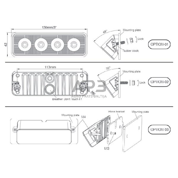 LED darbo žibintas stačiakampis 24W, 2800lm, 9-36V, 130x42x42mm, LA10526 5 LED darbo žibintas stačiakampis 24W, 2800lm, 9-36V, 130x42x42mm, LA10526 5