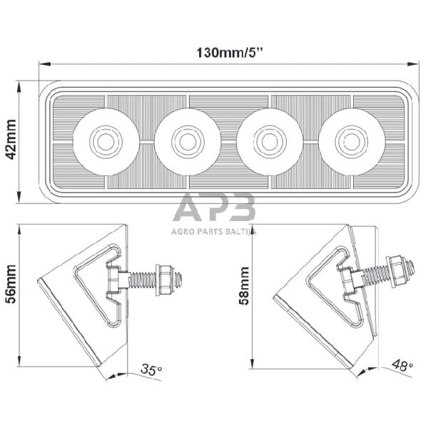 LED darbo žibintas stačiakampis 24W, 2800lm, 9-36V, 130x42x42mm, LA10526 6 LED darbo žibintas stačiakampis 24W, 2800lm, 9-36V, 130x42x42mm, LA10526 6