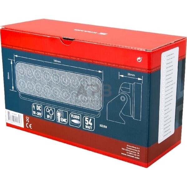 LED darbo žibintas stačiakampis 54W, 3960lm, 10/30V, 180x55x38mm, LA10049 4