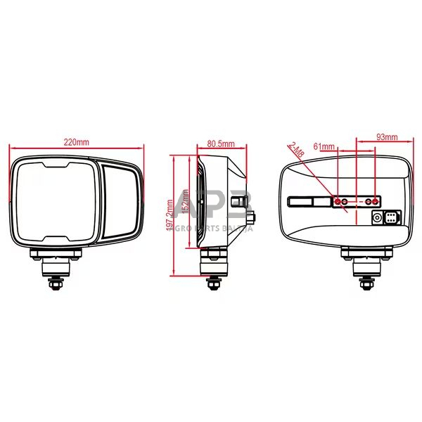 LED priekinis žibintas kairys 12/24V, 220x197.2x80.5mm, LA10215HEAT 6 LED priekinis žibintas kairys 12/24V, 220x197.2x80.5mm, LA10215HEAT 6